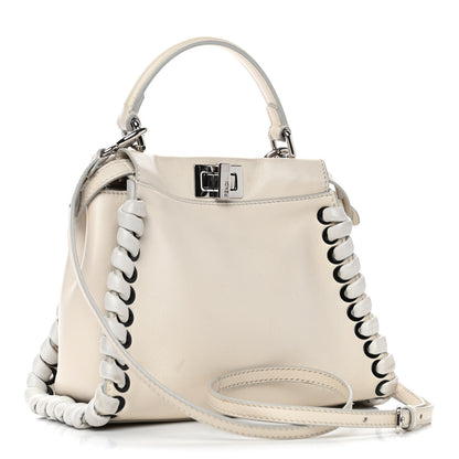 Fendi Nappa Lace Up Mini Peekaboo Iconic Satchel Bianco Carta 2 of 7