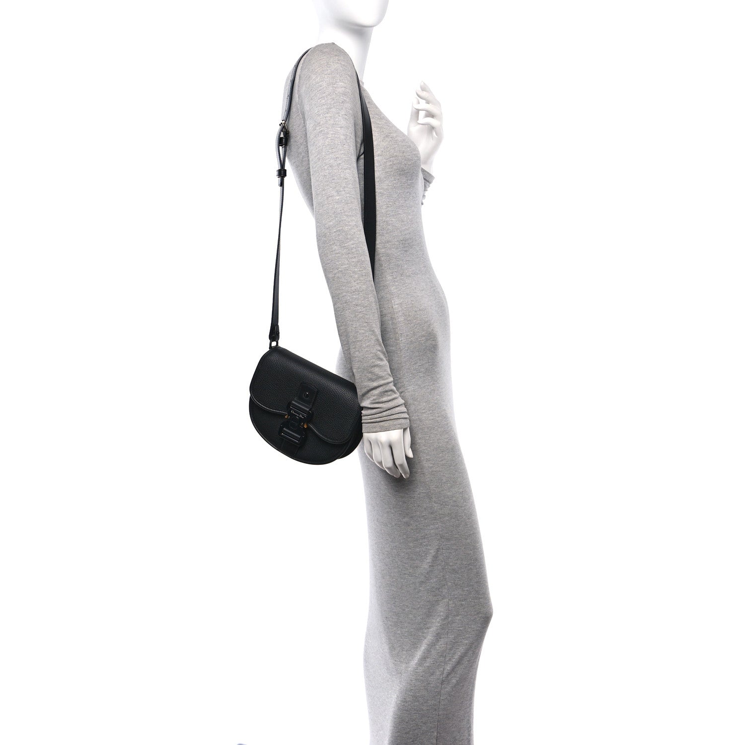 Christian Dior Grained Calfskin Mini Saddle Messenger Bag With Strap Black 2 of 11