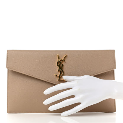 Saint Laurent Grain De Poudre Uptown Pouch Dark Beige 2 of 6