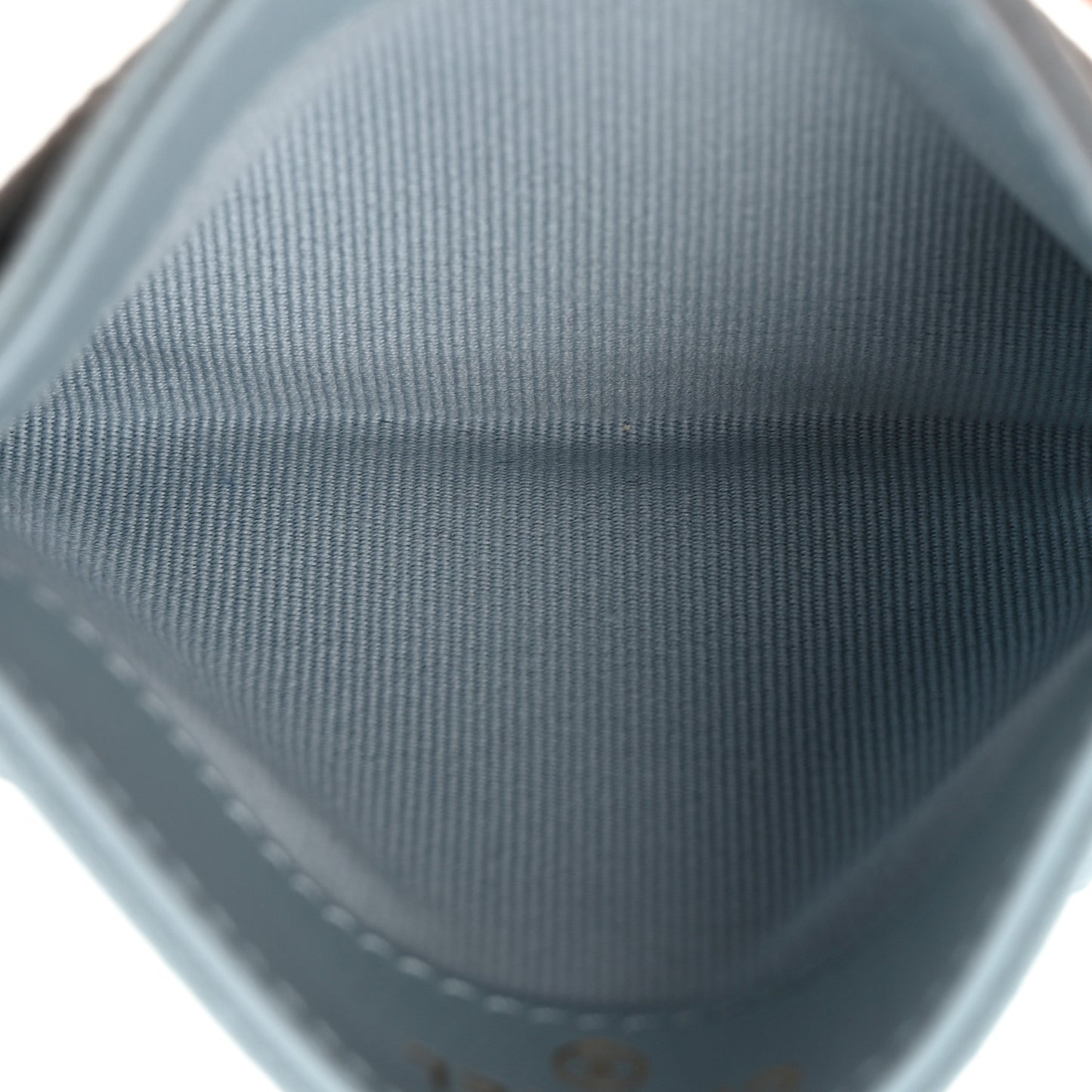 Caviar Quilted Card Holder Light Blue