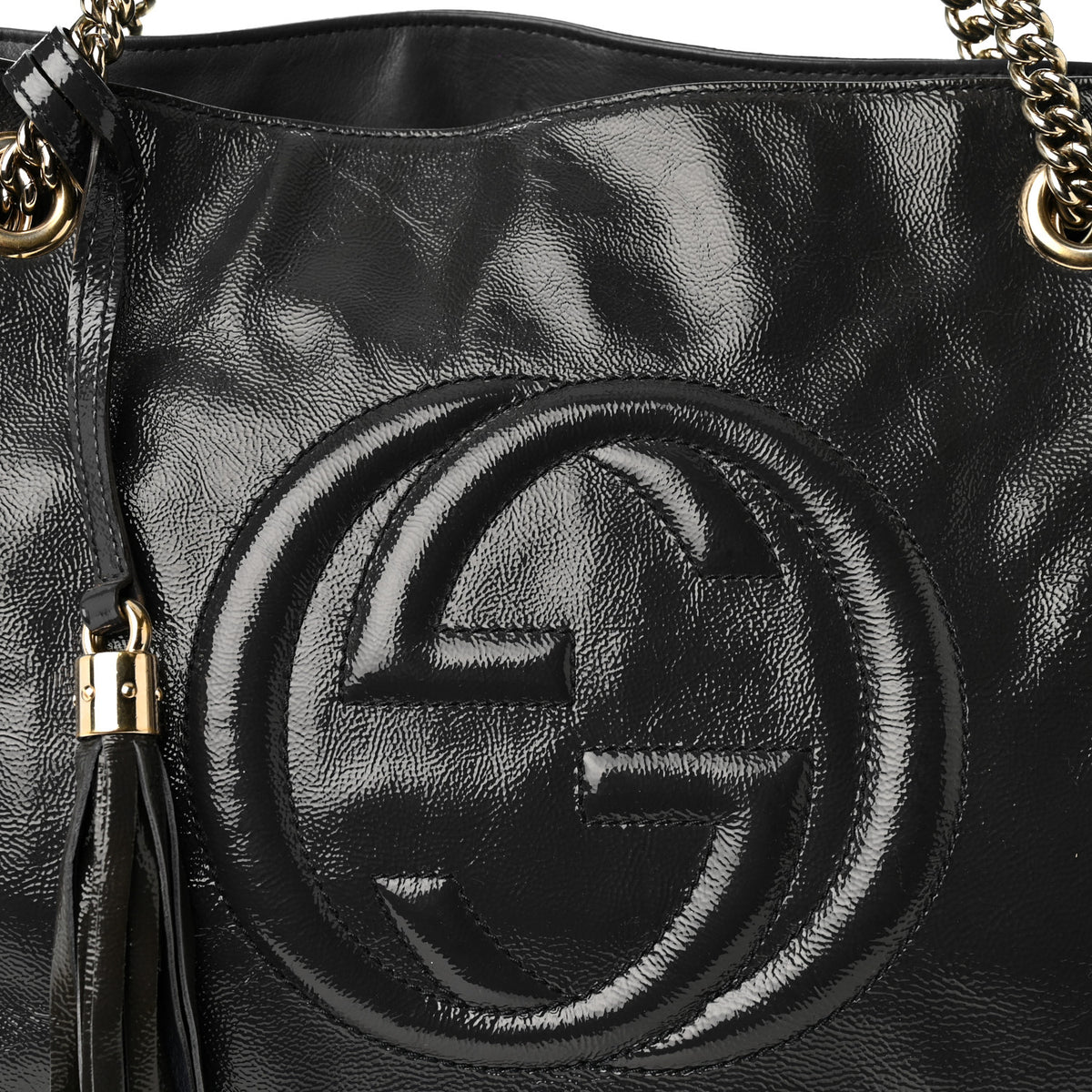 Gucci Vernice Naplack  Medium Soho Chain Shoulder Bag Uniform Blue 8 of 10
