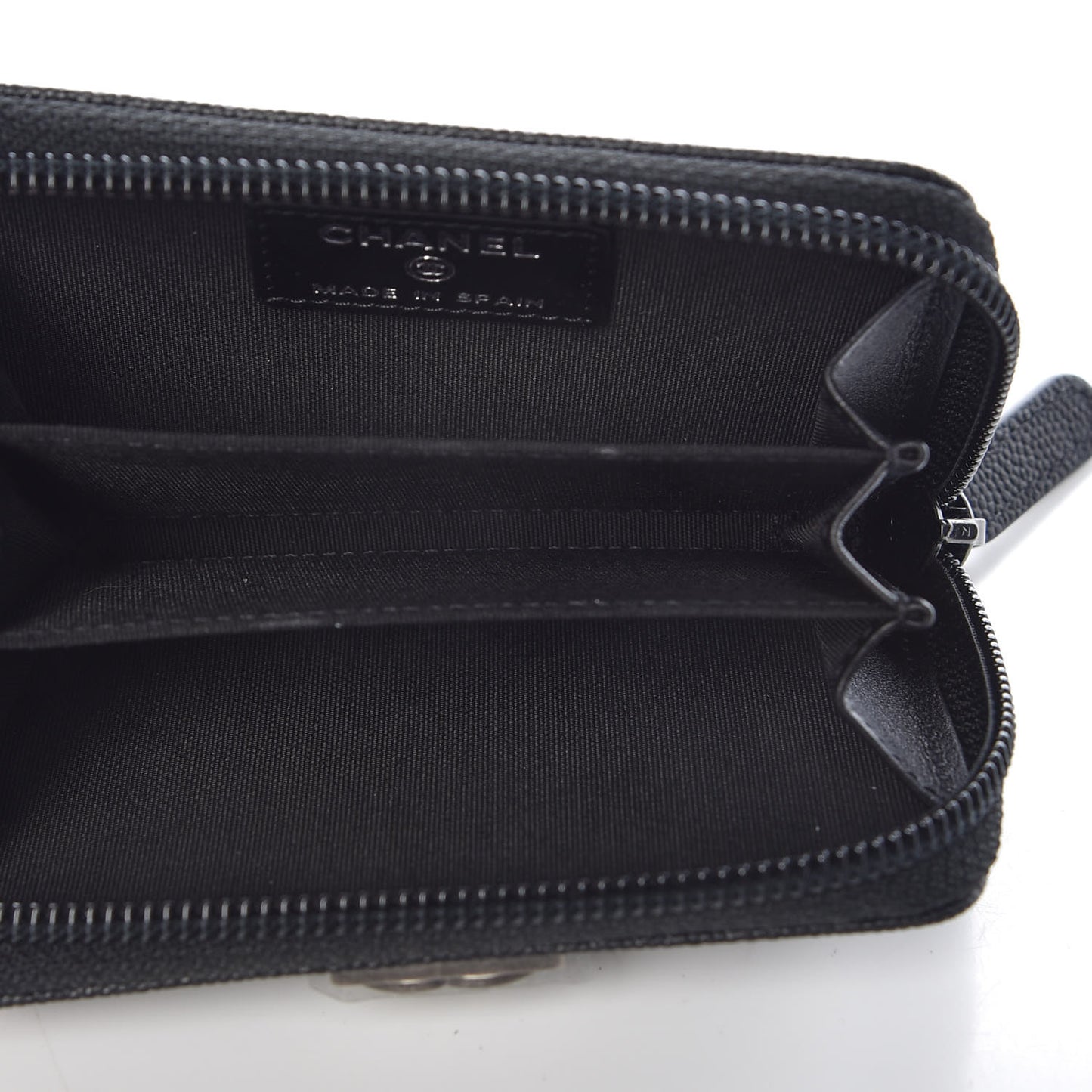 Caviar Quilted Boy Zip Around Coin Purse Black