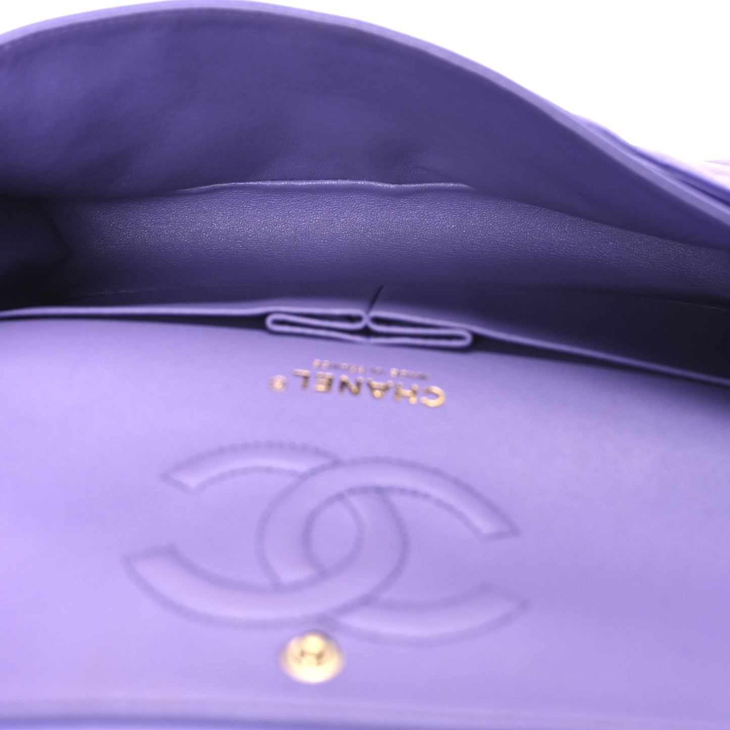 Lambskin Chevron Quilted Medium Double Flap Purple