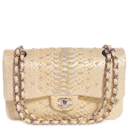 Chanel Python Beaded Medium Double Flap Light Yellow 1 of 11