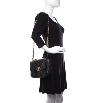 Chanel Goatskin Quilted Medium 19 Flap Black 2 of 12