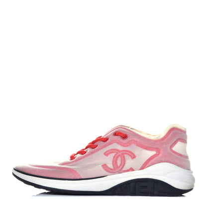Chanel Suede Calfskin Stretch Fabric CC Sneakers 42 Pink Red 1 of 6