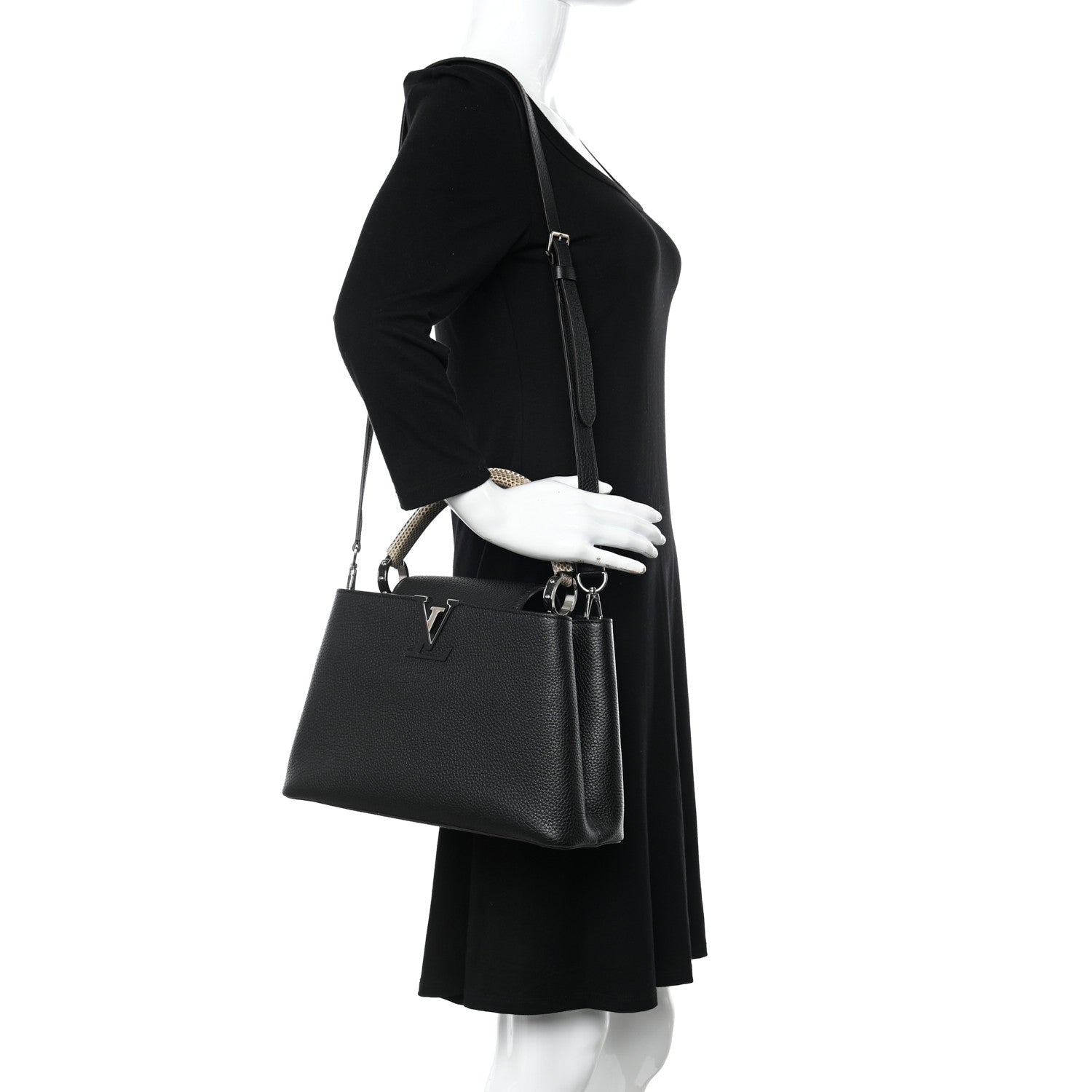 Louis Vuitton Taurillon Ayers Capucines PM Black 2 of 9