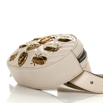 Gucci Calfskin Matelasse Animal Studs GG Marmont Belt Bag 95 38 White 5 of 12