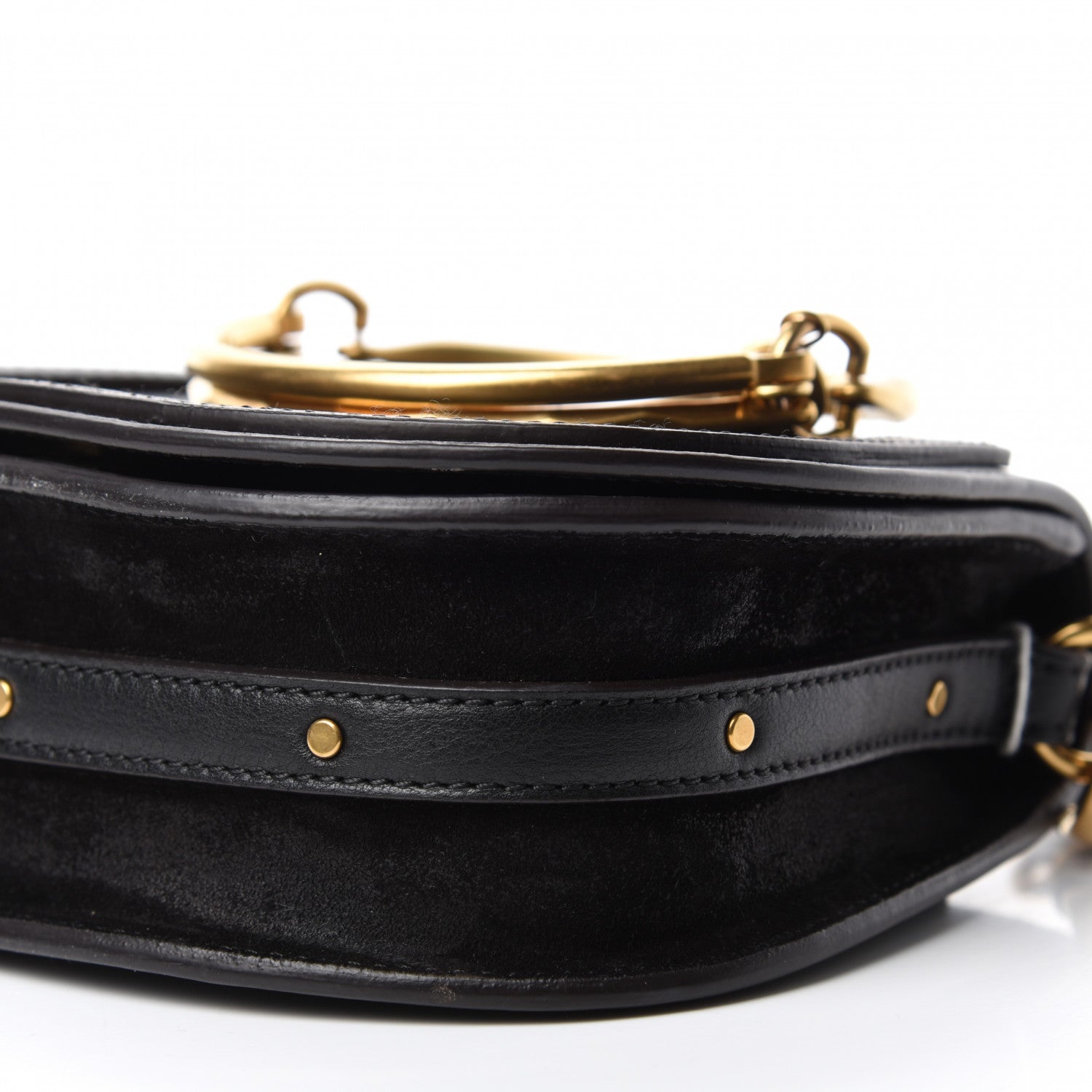 Chloe Calfskin Suede Small Nile Bracelet Bag Black 7 of 10