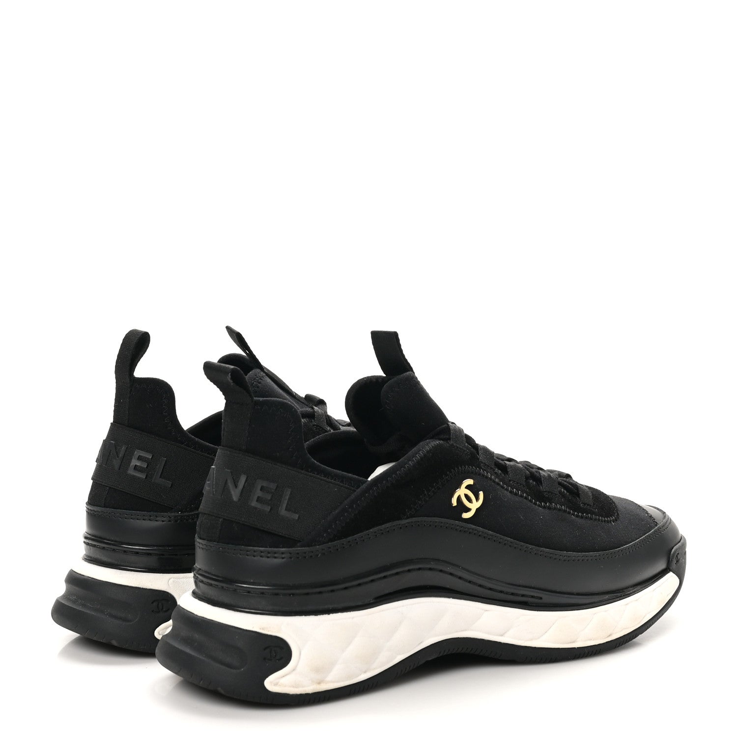Chanel Velvet Calfskin Mixed Fibers CC Sneakers 40.5 Black 5 of 10