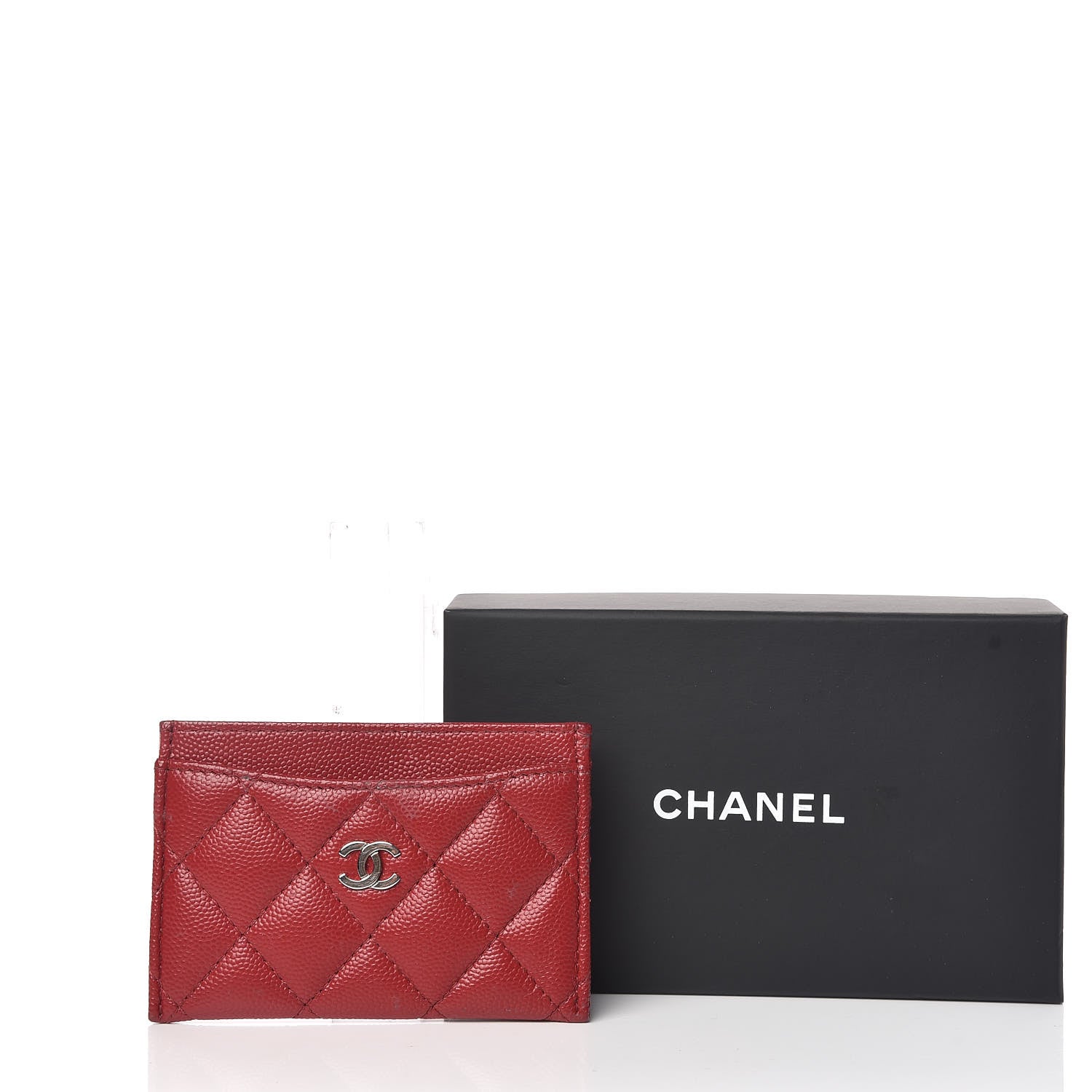 Chanel Caviar Quilted CC Card Holder Dark Red 11 of 11