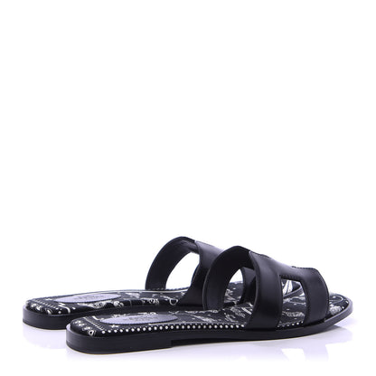 Hermes Calfskin Oran Sandals 40 Black 4 of 9