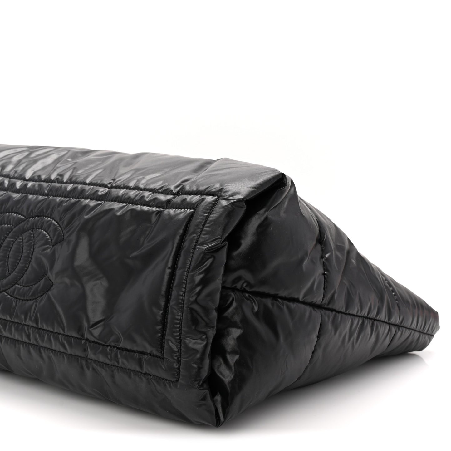 Nylon Quilted Medium Coco Cocoon Reversible Tote Black