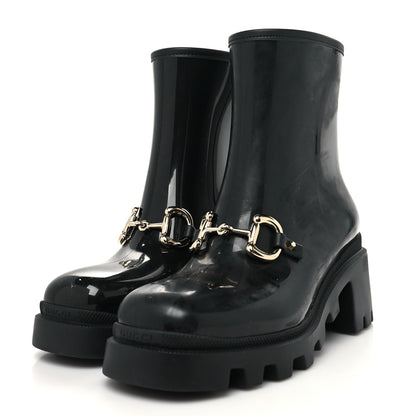 Gucci Rubber Womens Horsebit Ankle Boots 38 Black 3 of 8