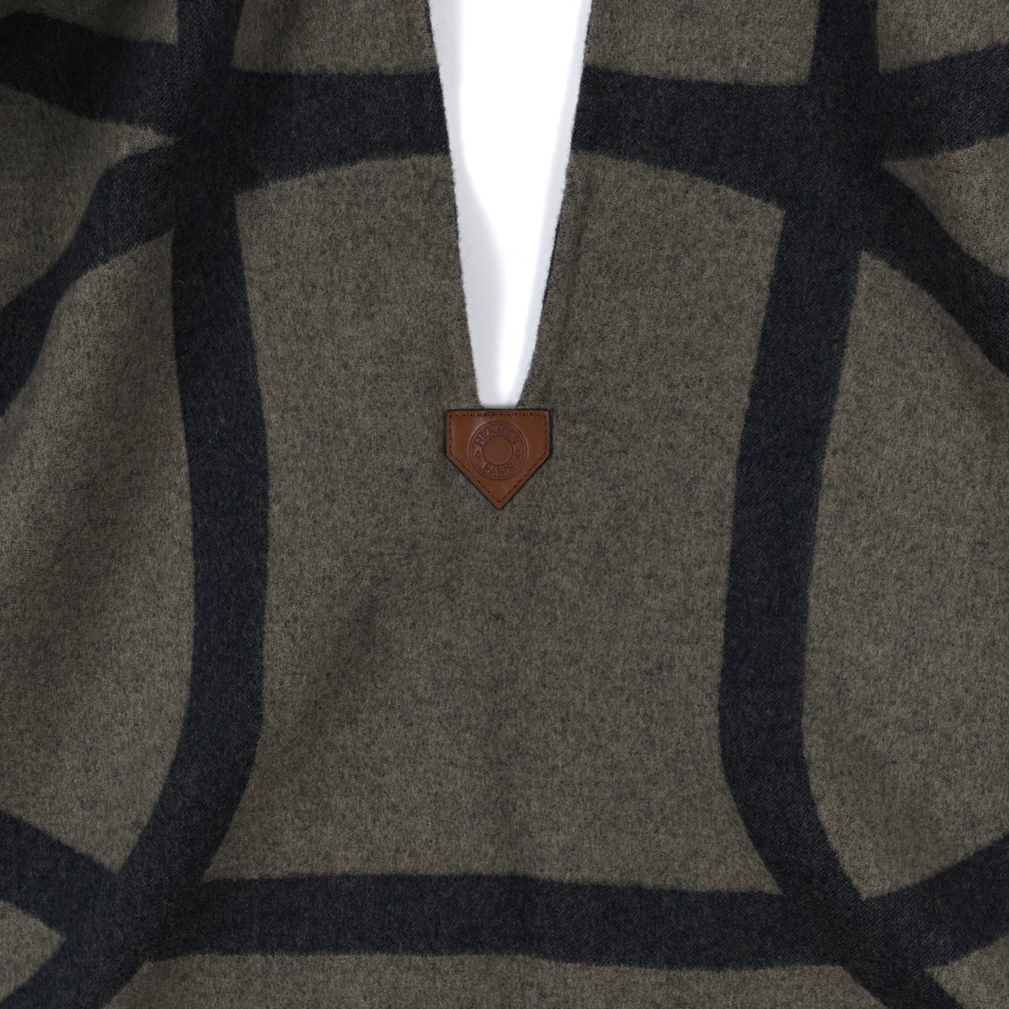 Cashmere Voltige Double Face Poncho Kaki Marine