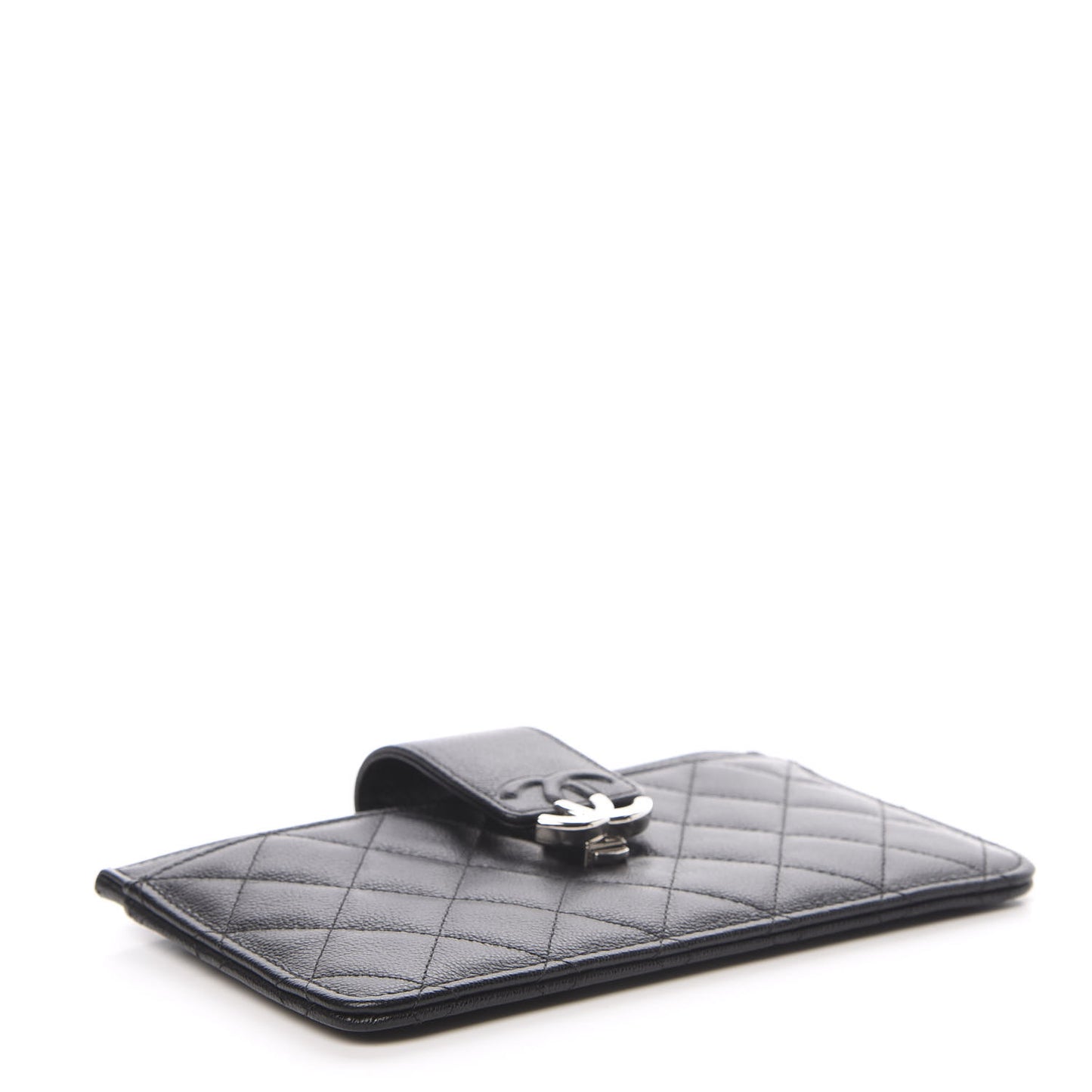 Caviar Quilted CC Box Strap Pouch Black