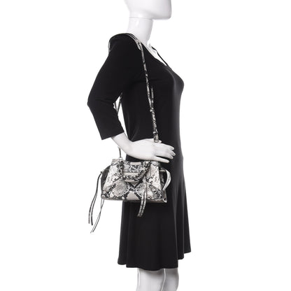 Balenciaga Grained Calfskin Snake Effect Neo Classic Silver Hardware Mini City Black White 2 of 8