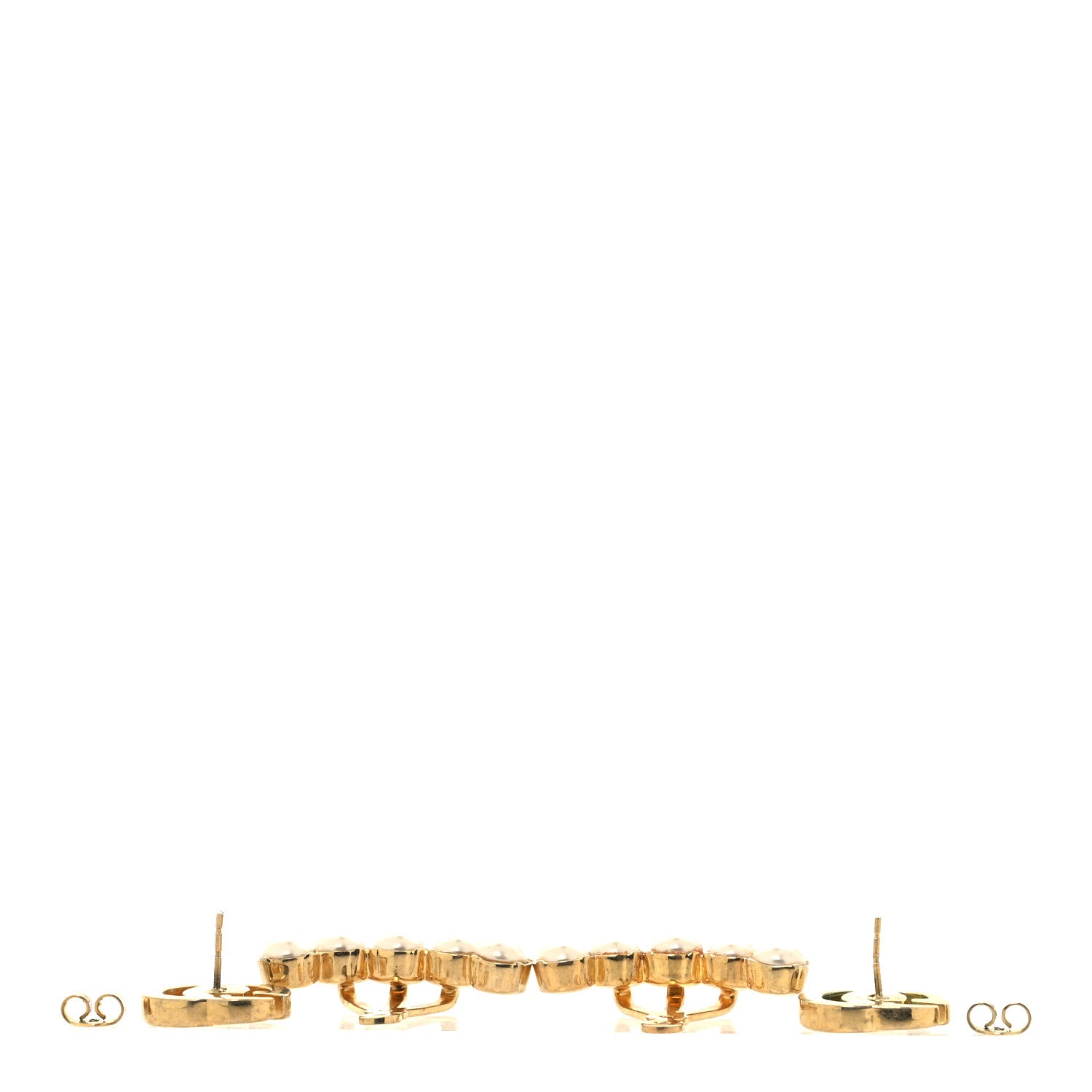 Gucci Metal Pearl Double G Drop Earrings Gold 3 of 4