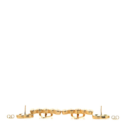 Gucci Metal Pearl Double G Drop Earrings Gold 3 of 4