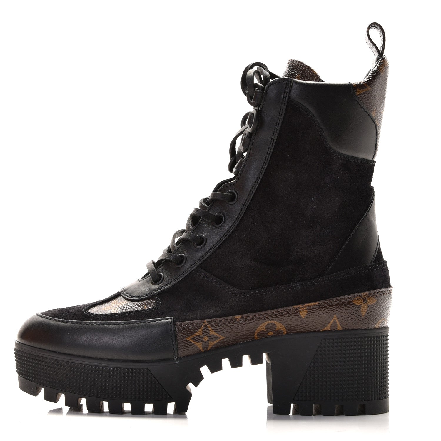 Louis Vuitton Suede Calfskin Monogram Laureate Platform Desert Boots 36 Black 1 of 9
