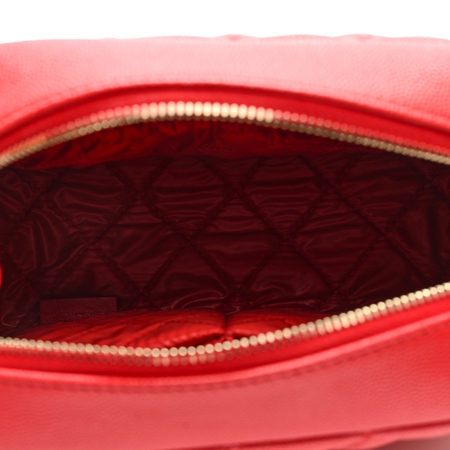 Caviar Quilted Medium Curvy Pouch Cosmetic Case Red