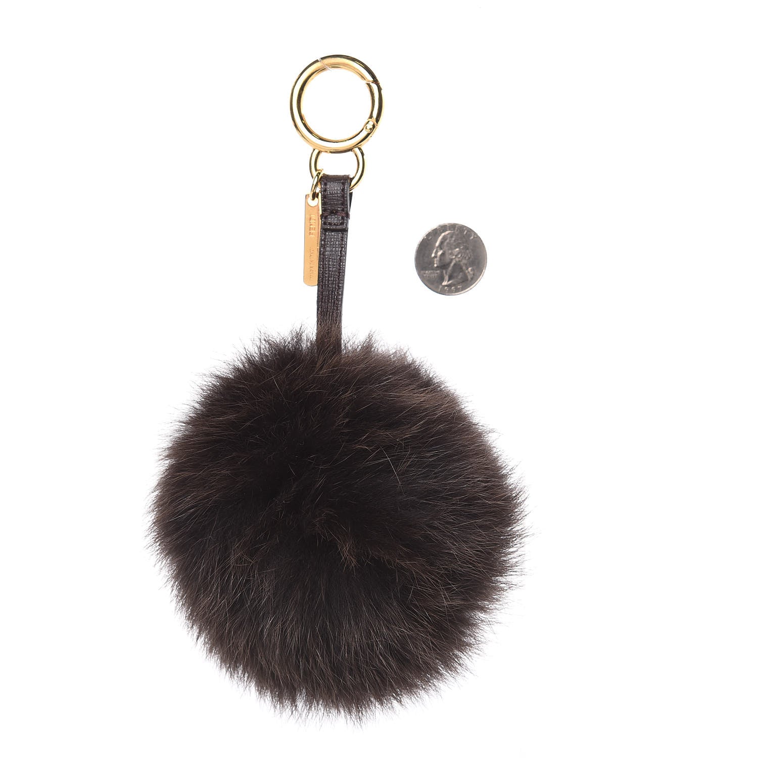 Fendi Fox Fur Vitello Elite Pom Pom Bag Charm Moro 2 of 2