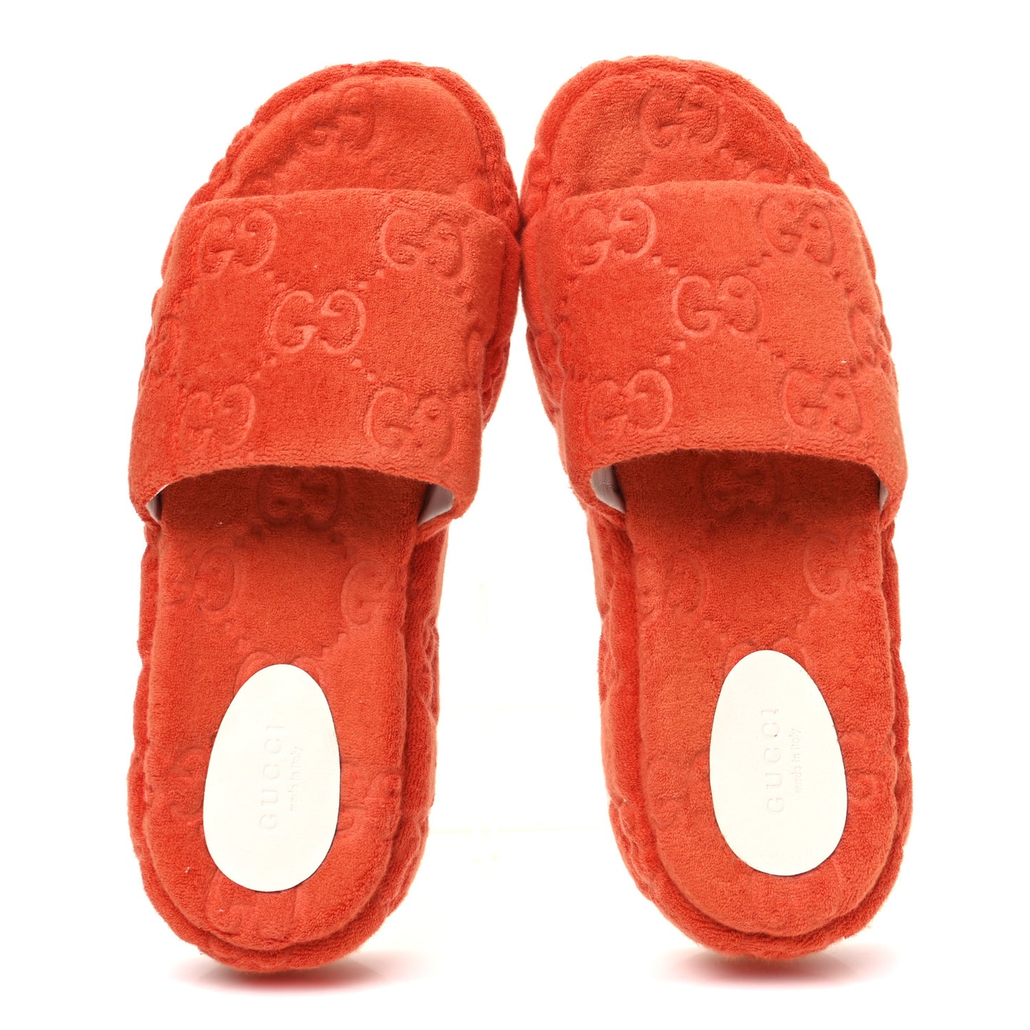 Terry Cloth GG Monogram Angelina Platform 55mm Slide Sandals 39.5 Deep Orange