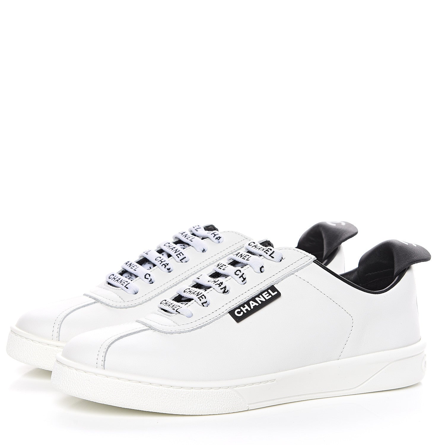 Chanel Calfskin CC Sneakers 35.5 White 3 of 10