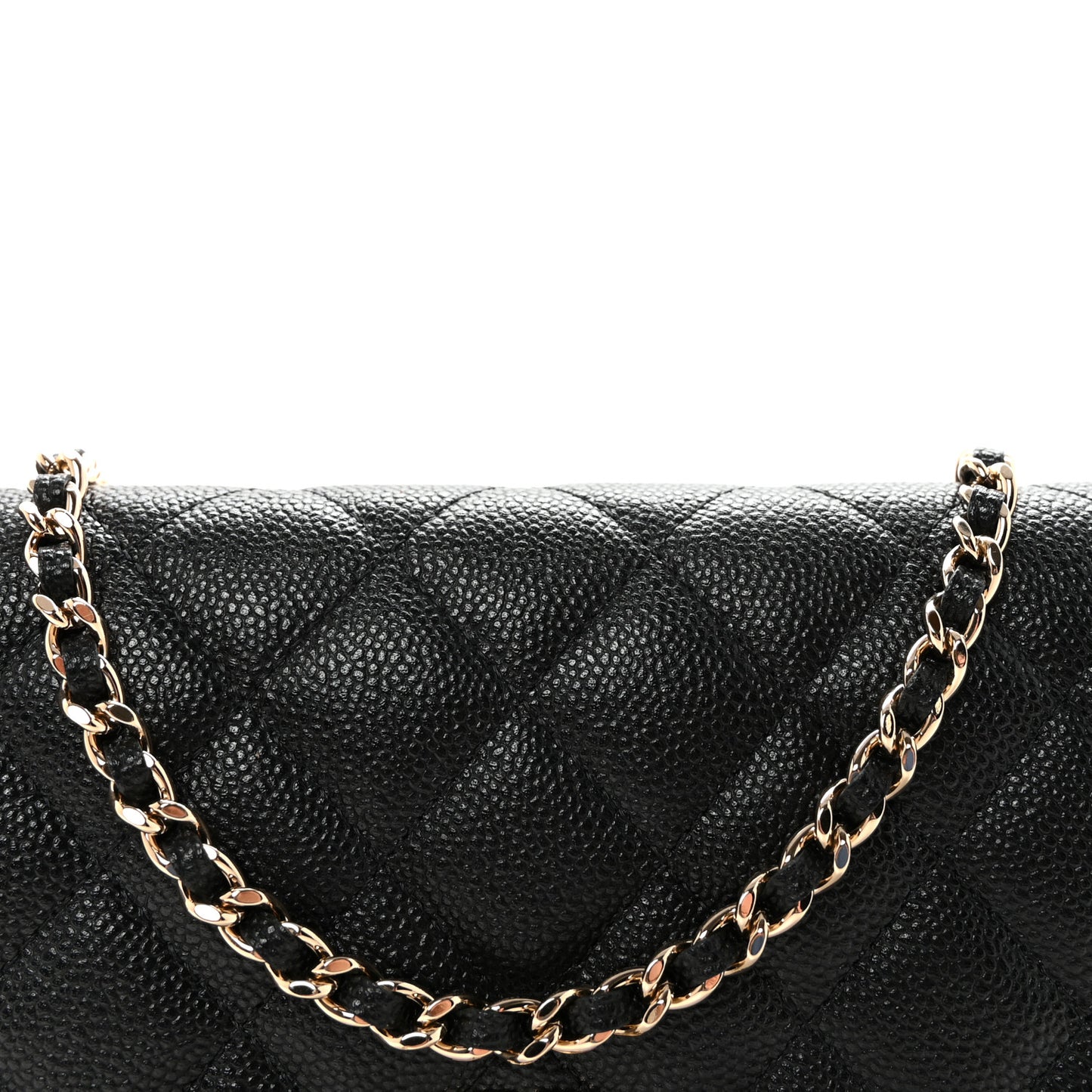 Caviar Quilted Bow Wallet On Chain WOC Black