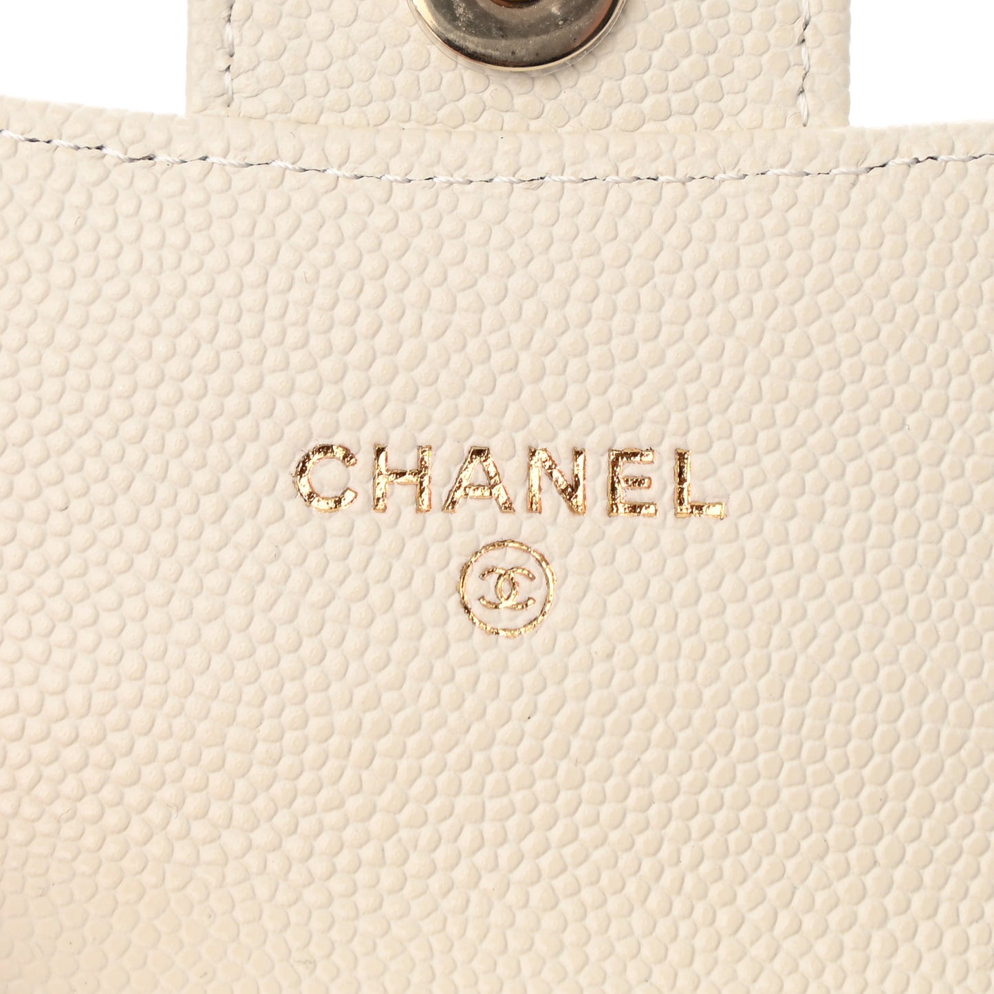 Caviar Quilted Mini Clutch With Chain White