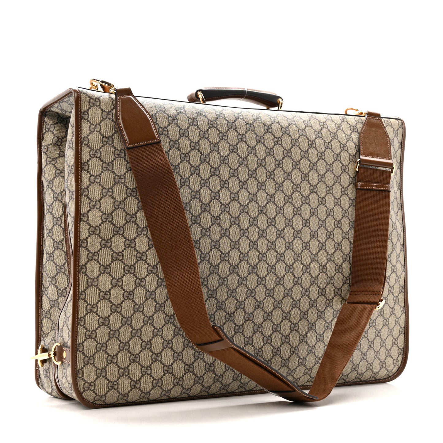 GG Supreme Monogram Azalea Calfskin Retro Interlocking G Garment Bag Beige Ebony Brown Sugar