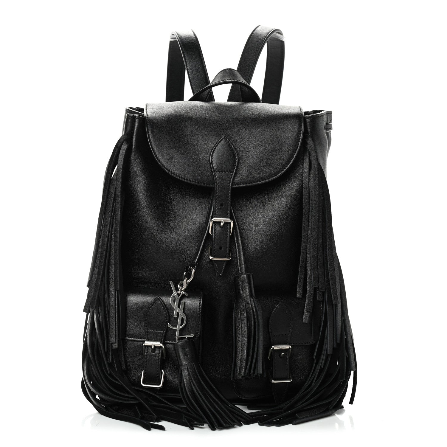 Saint Laurent Calfskin Fringe Festival Backpack Black 1 of 8