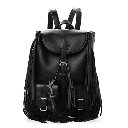 Saint Laurent Calfskin Fringe Festival Backpack Black 1 of 8