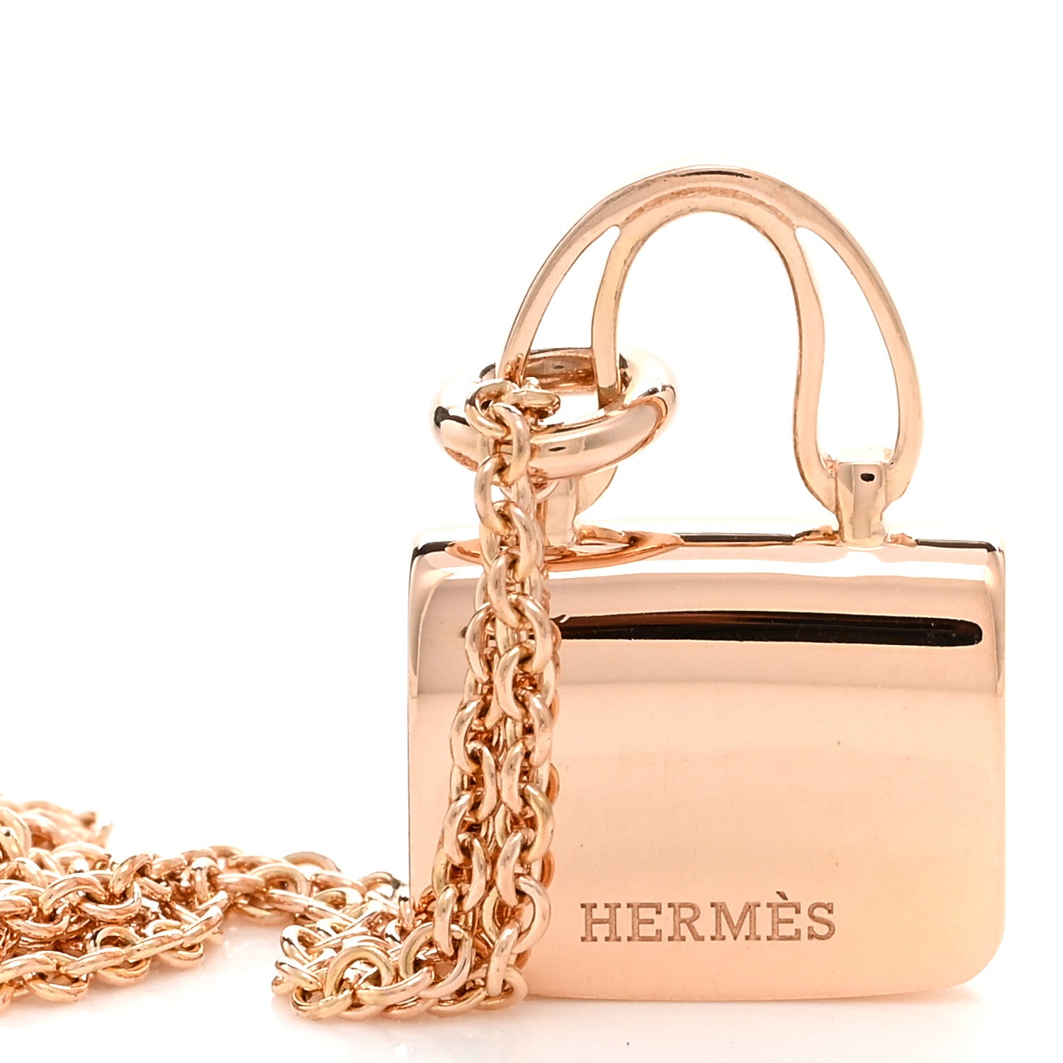 Hermes 18K Rose Gold Diamond Constance Amulettes Pendant Necklace 4 of 6