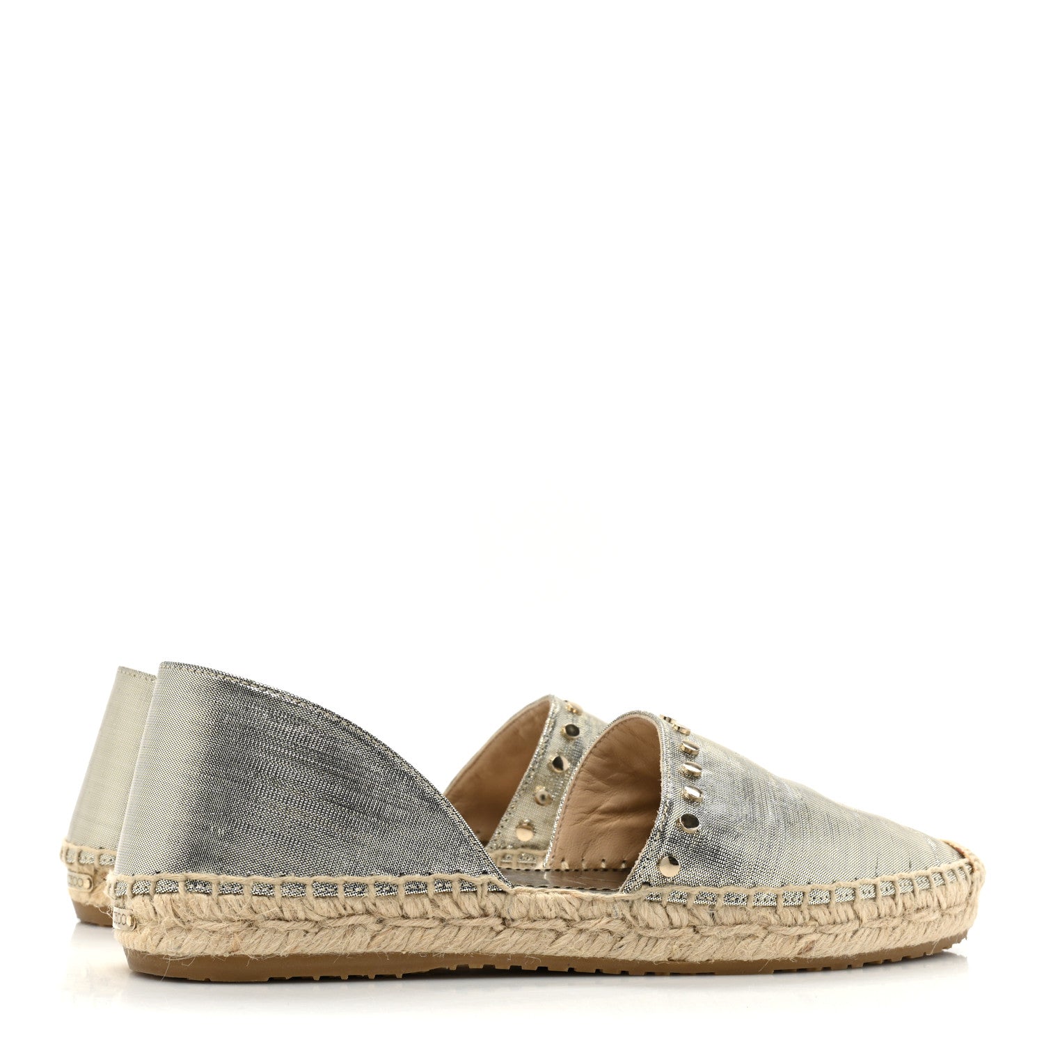 Jimmy Choo Metallic Lame Studded Dreya Espadrilles 36 Silver 4 of 10