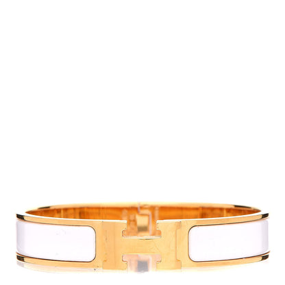 Hermes Enamel Narrow Clic Clac H Bracelet GM White 1 of 6