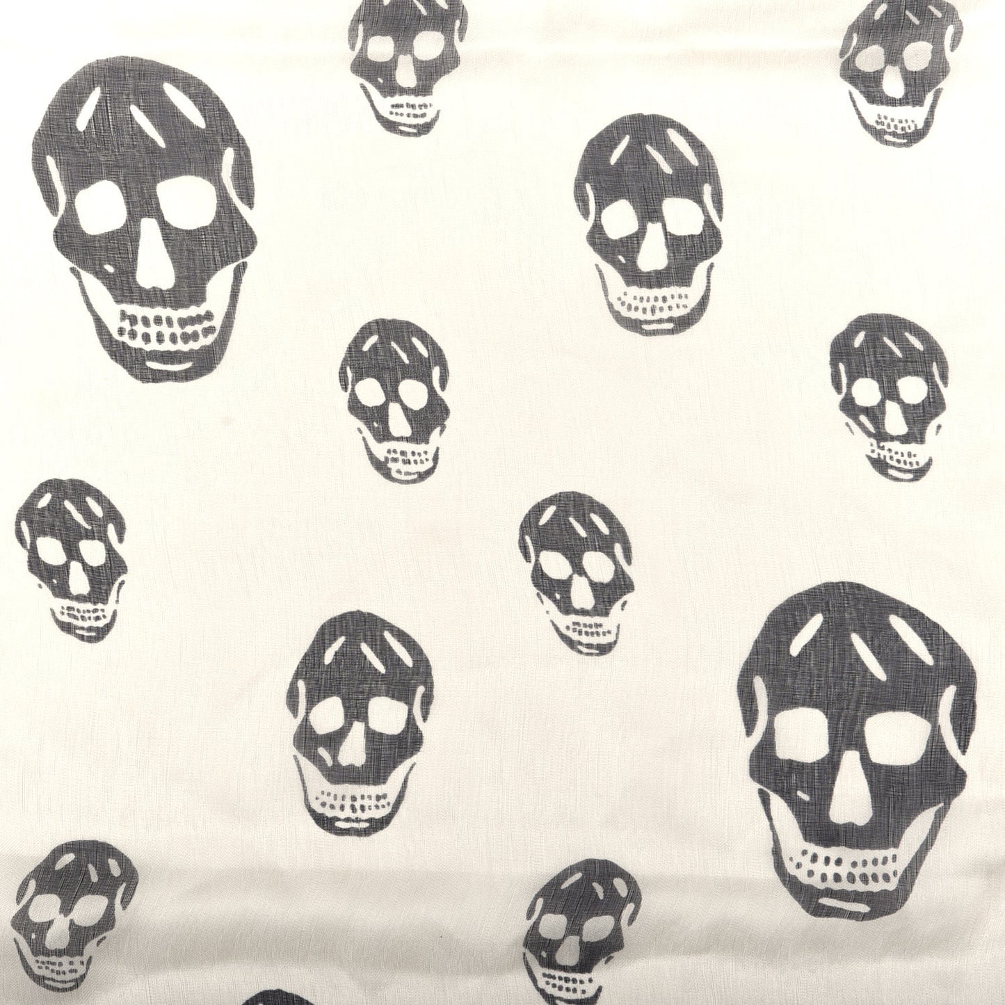 Silk Chiffon Skull Scarf Ivory Black