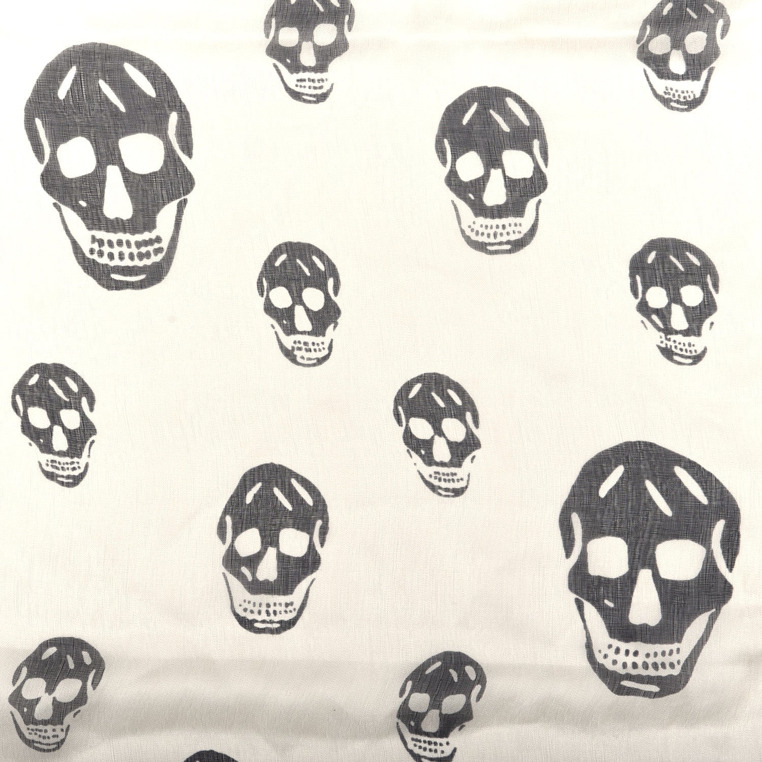 Alexander McQueen Silk Chiffon Skull Scarf Ivory Black 3 of 5