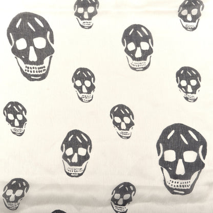 Alexander McQueen Silk Chiffon Skull Scarf Ivory Black 3 of 5