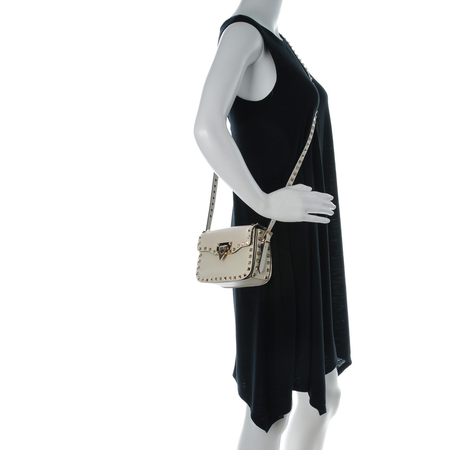 Valentino Garavani Vitello Small Rockstud Flap Saddle Bag Ivory 2 of 7
