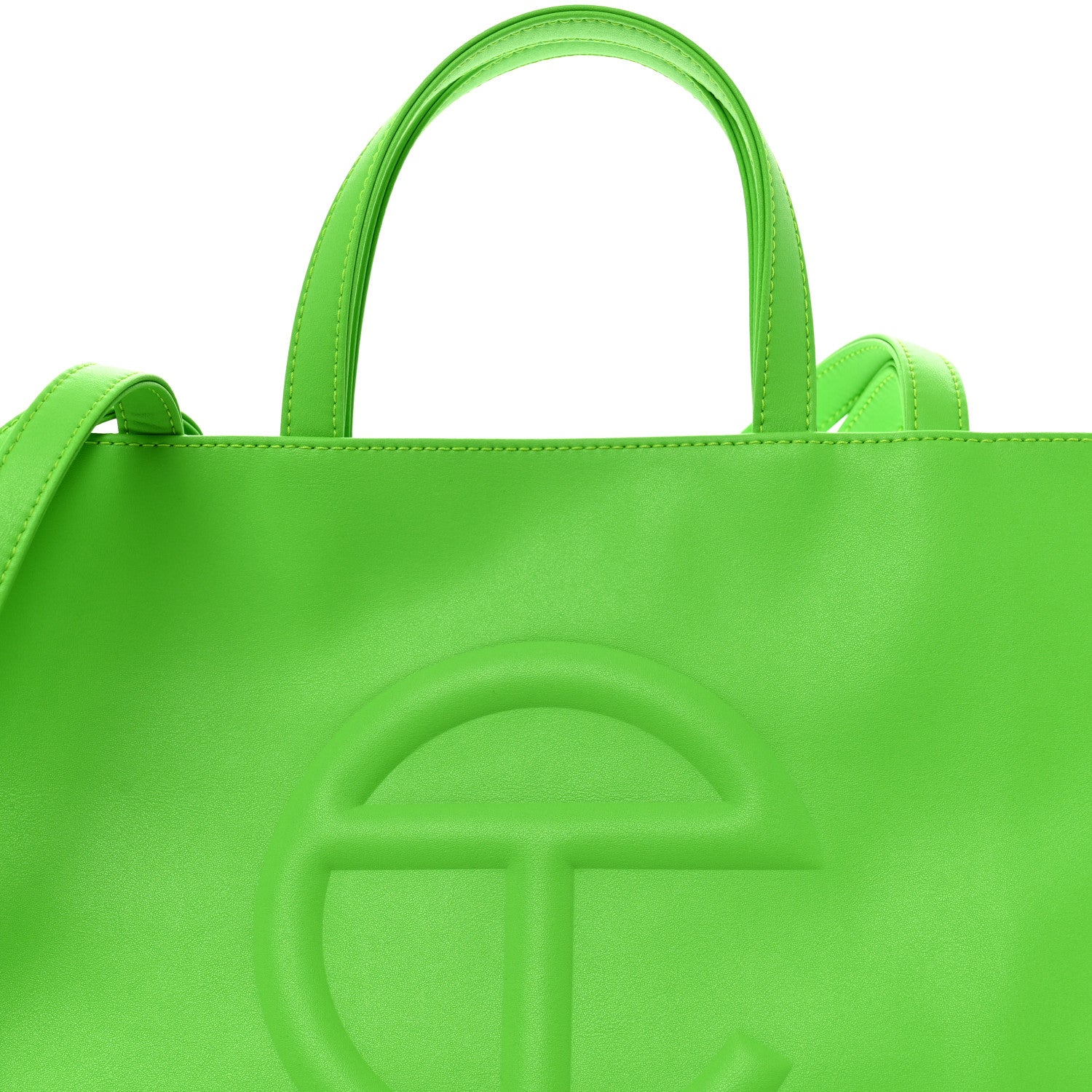 Telfar Vegan Leather Medium Shopping Bag Highlighter Green 8 of 10
