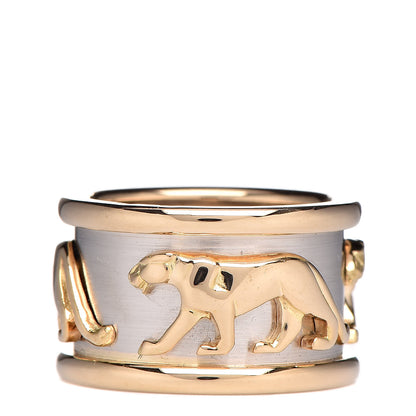 Cartier 18K Yellow White Gold Panthere Band Ring 48 4.5 3 of 5