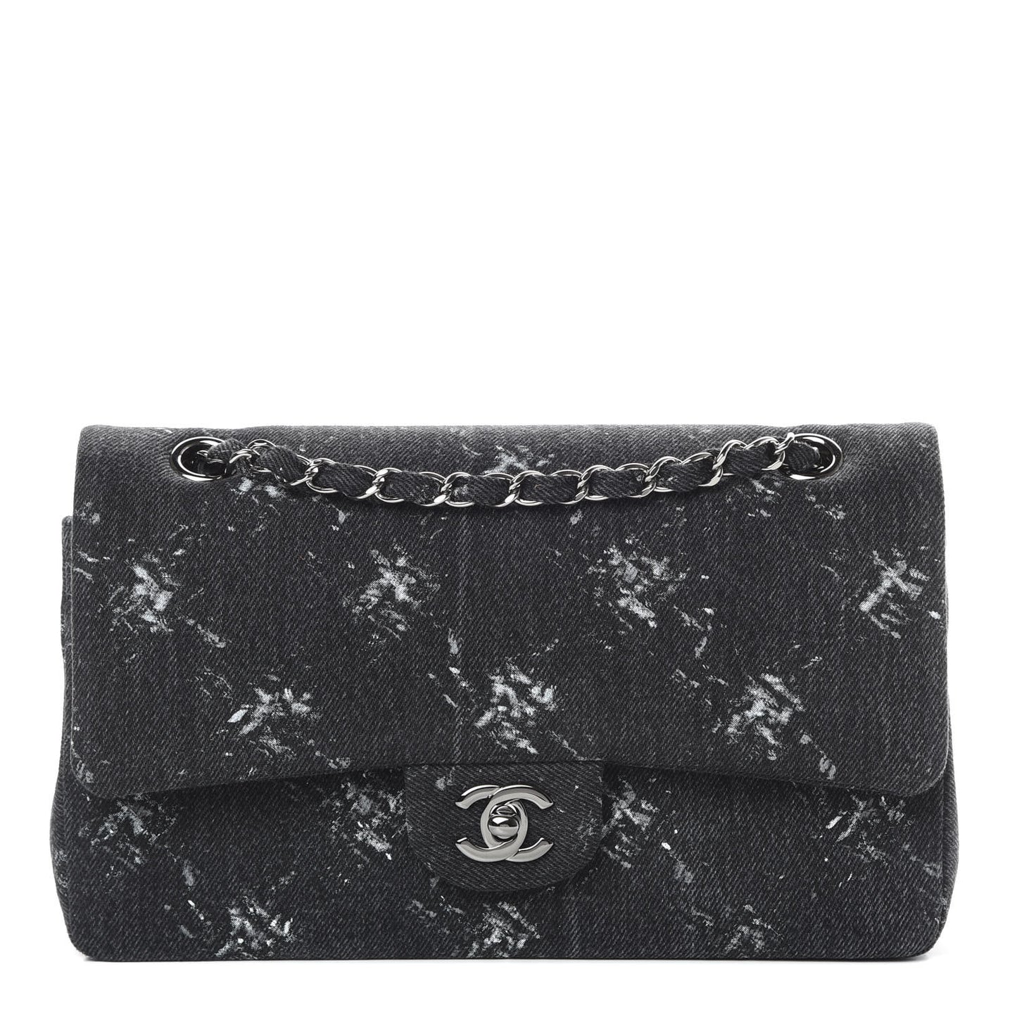 Denim Medium Double Flap Black