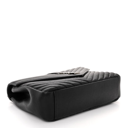 Saint Laurent Sheepskin Matelasse Chevron Monogram Large College Satchel Black 4 of 9