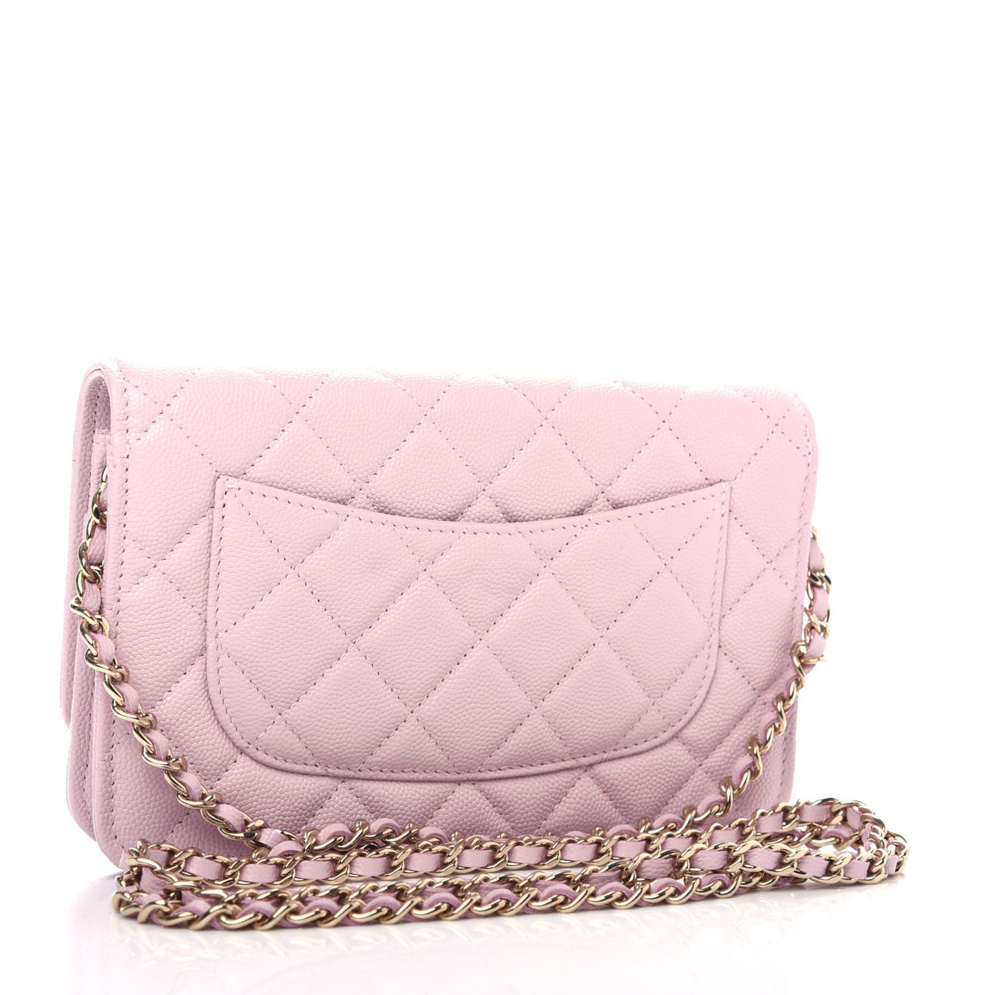 Caviar Quilted Wallet On Chain WOC Light Pink