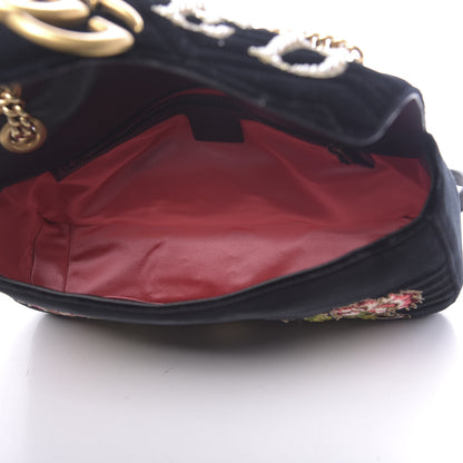 Gucci Velvet Matelasse Loved Embroidered Medium GG Marmont Shoulder Bag Black 5 of 10