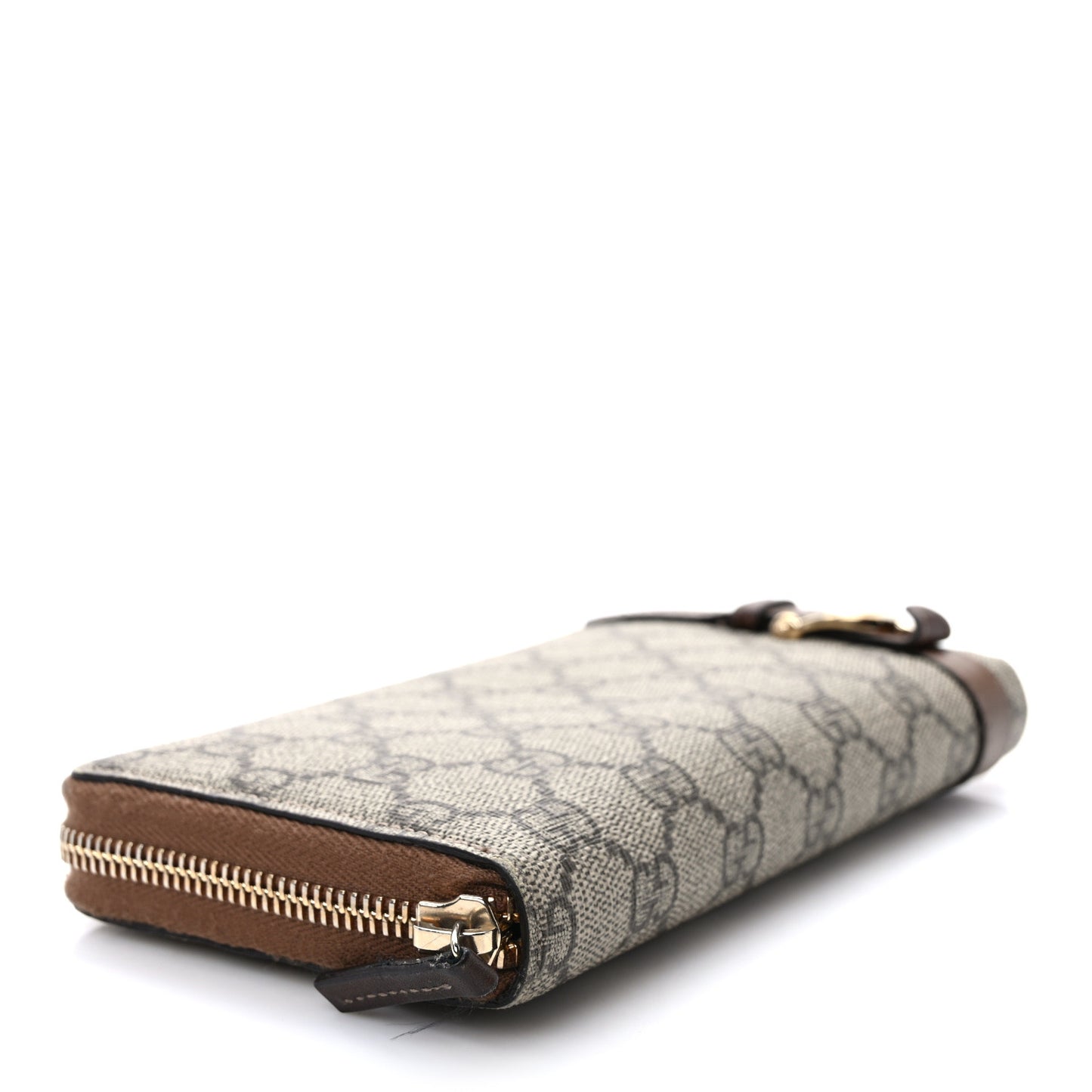 GG Supreme Monogram Nice Zip Around Wallet Maple Brown