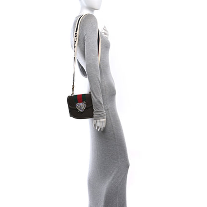 Gucci Textured Calfskin Web Crystal Heart Stripe Small Totem Shoulder Bag New Acero 2 of 11