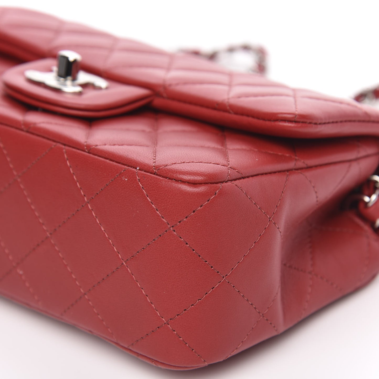 Lambskin Quilted Mini Rectangular Flap Red