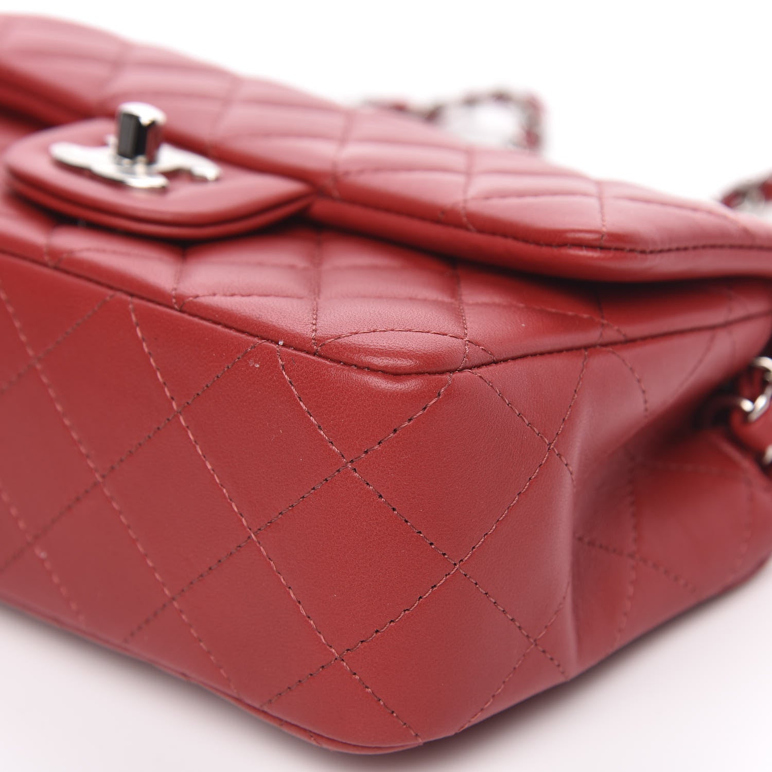 Chanel Lambskin Quilted Mini Rectangular Flap Red 9 of 12